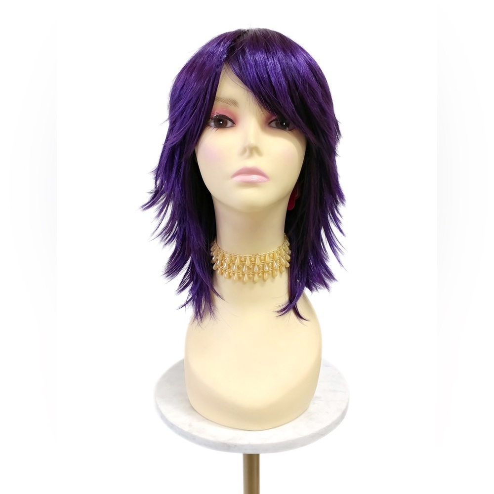Purple layered shag wig 12"